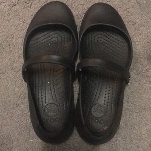good used condition size 8 black Mary Jane crocs